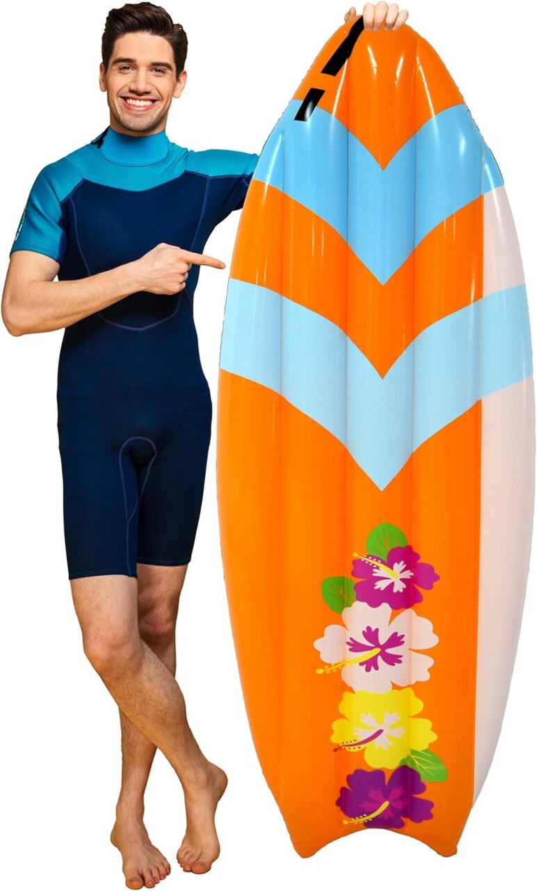 5.5 Feet Inflatable Surf Board Decoration, Pool Toy for Beach Inflatable Surfboard Float for Adults Kids Surfing Hawaiian Luau Beach Summer Party Prop Decoration